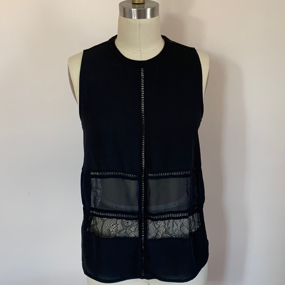 Bcbg generation lace and chiffon sleeveless top